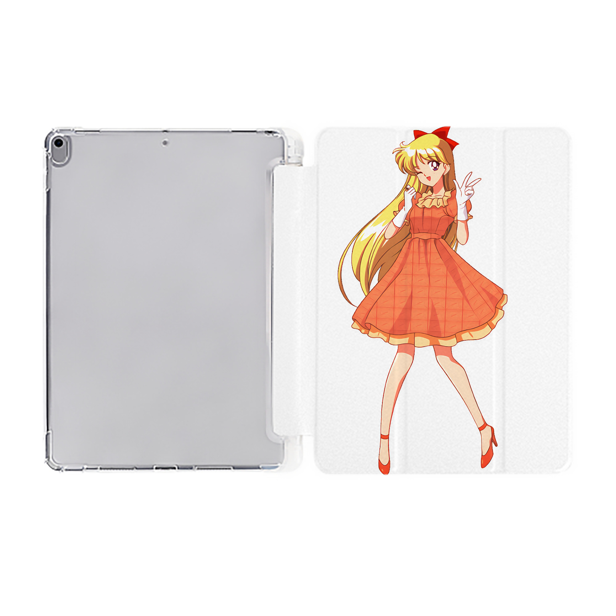 （画像用） 美少女戦士セーラームーン 愛野 美奈子 あいの みなこ Sailor Moon Aino Minako IPad ケース ペン収納付き 三つ折りスタンド PUレザー×シリコン 対応機種9.5/10.5/10.9インチ